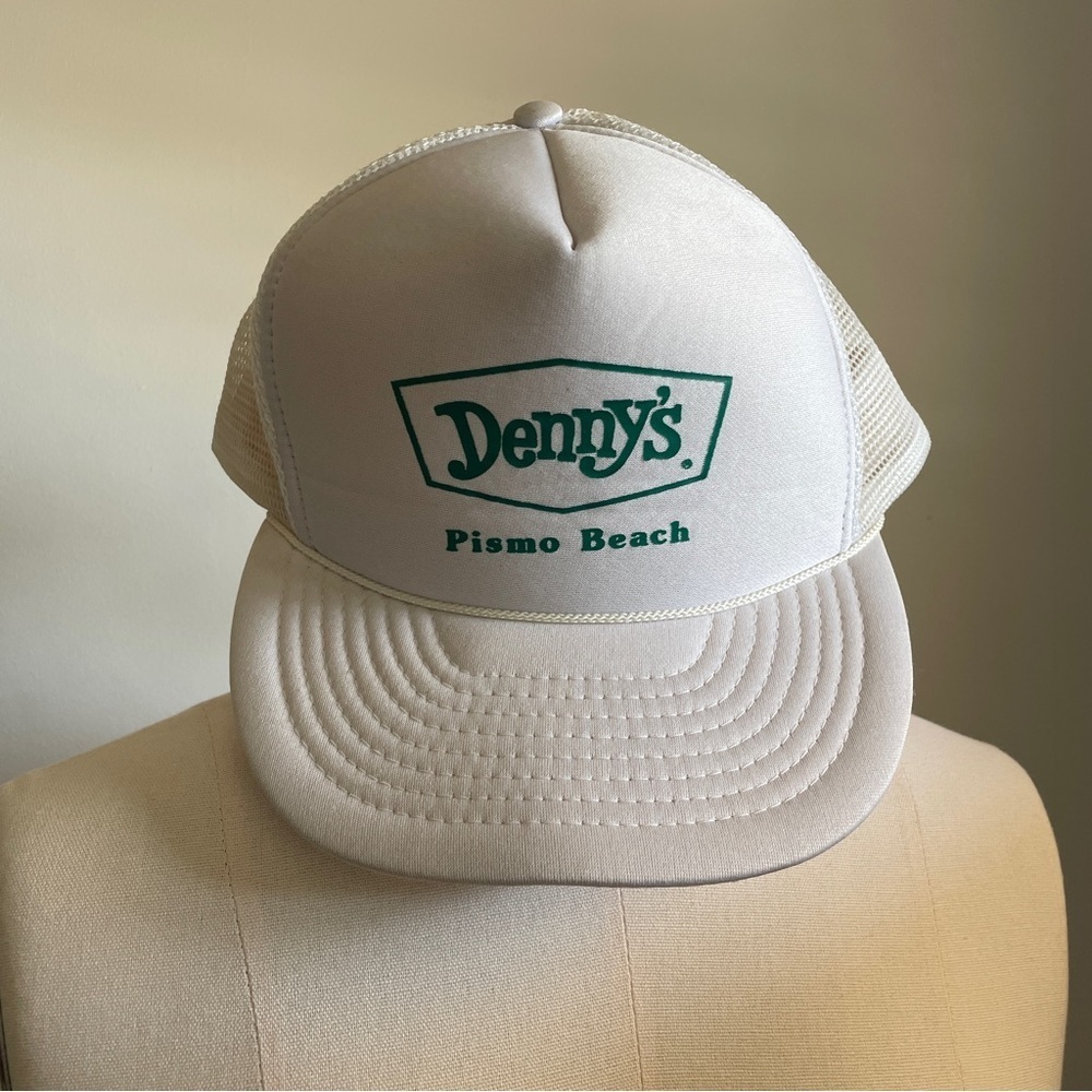 Vintage Dennys Pismo Beach White Trucker Hat SnapBack cap